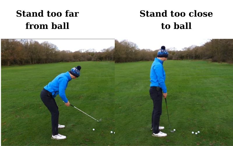 how far should you stand from golf ball